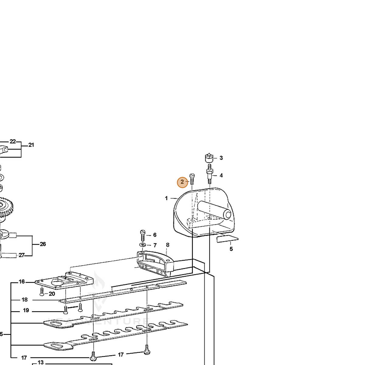ECHO part 72603413009 — IPL diagram snippet (6x zoom, amber highlight)