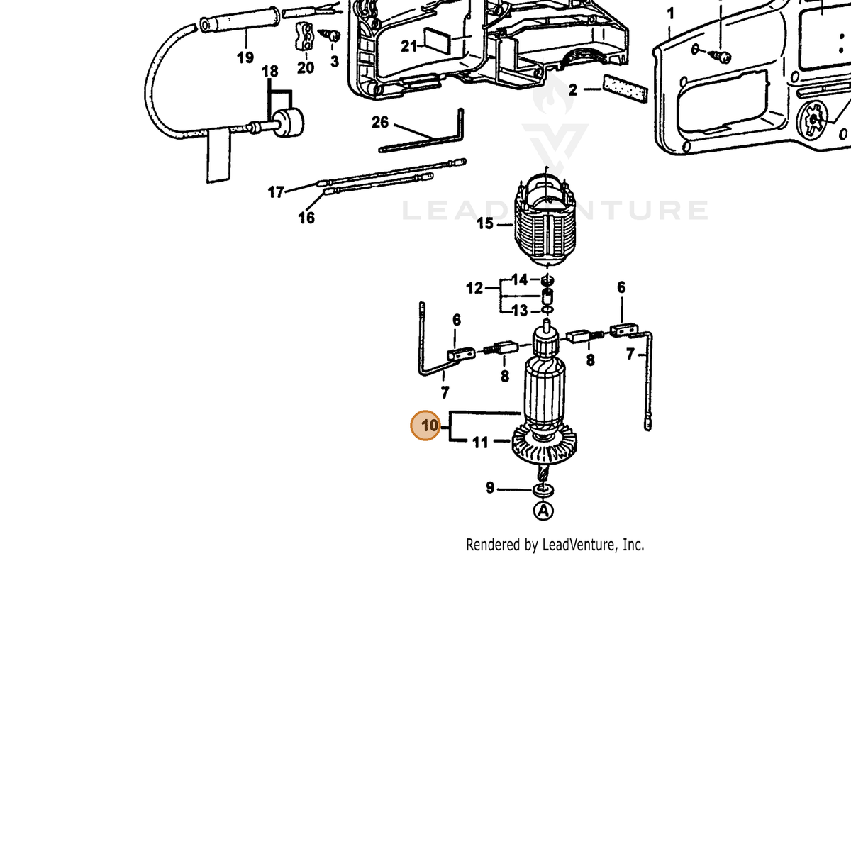 ECHO part 72604010603 — IPL diagram snippet (6x zoom, amber highlight)