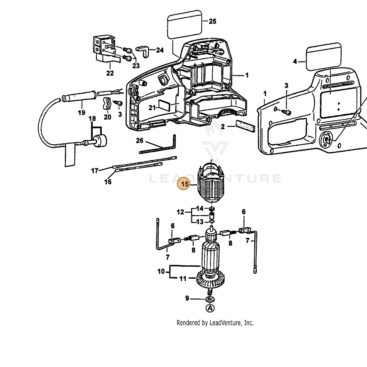 ECHO part 72604220432 — IPL diagram snippet (6x zoom, amber highlight)