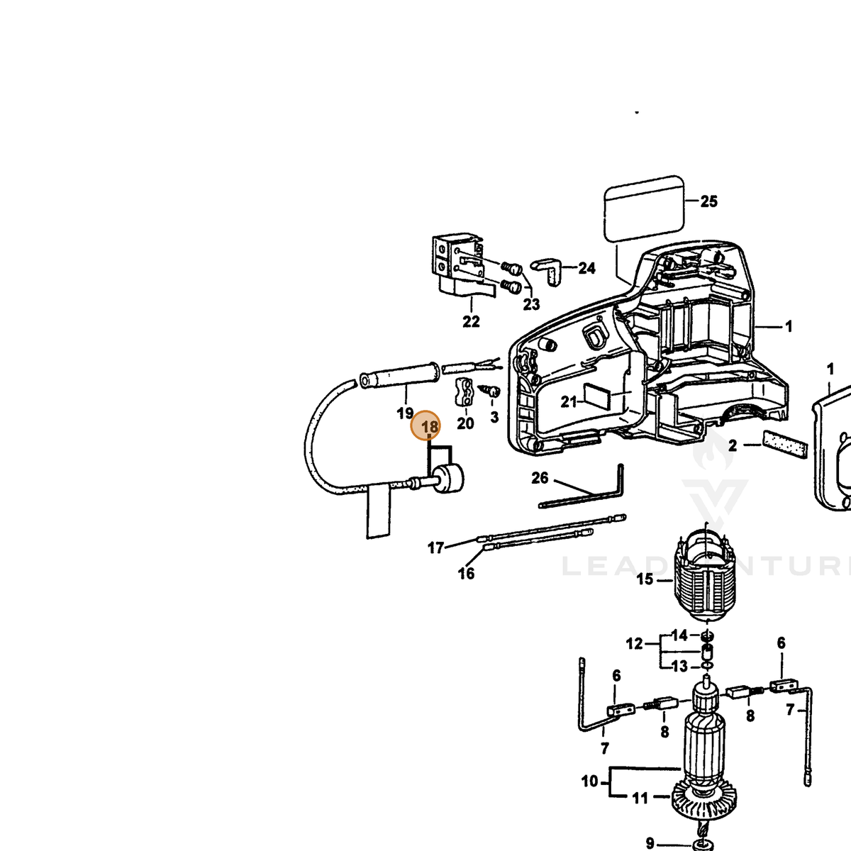 ECHO part 72604460191 — IPL diagram snippet (6x zoom, amber highlight)
