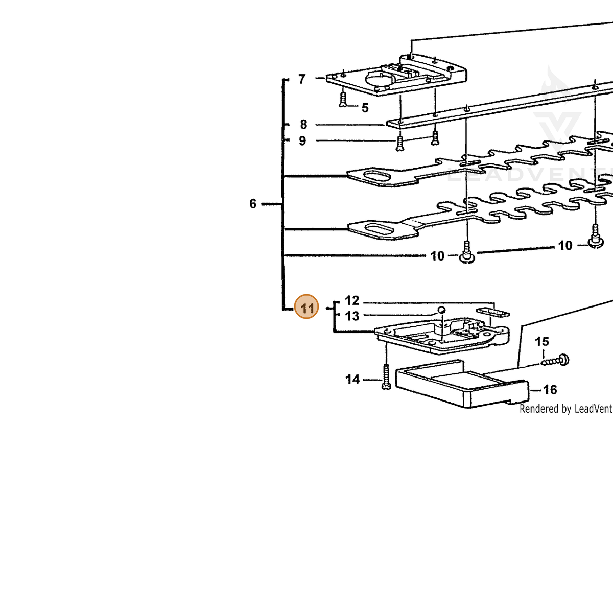 ECHO part 72605500904 — IPL diagram snippet (6x zoom, amber highlight)