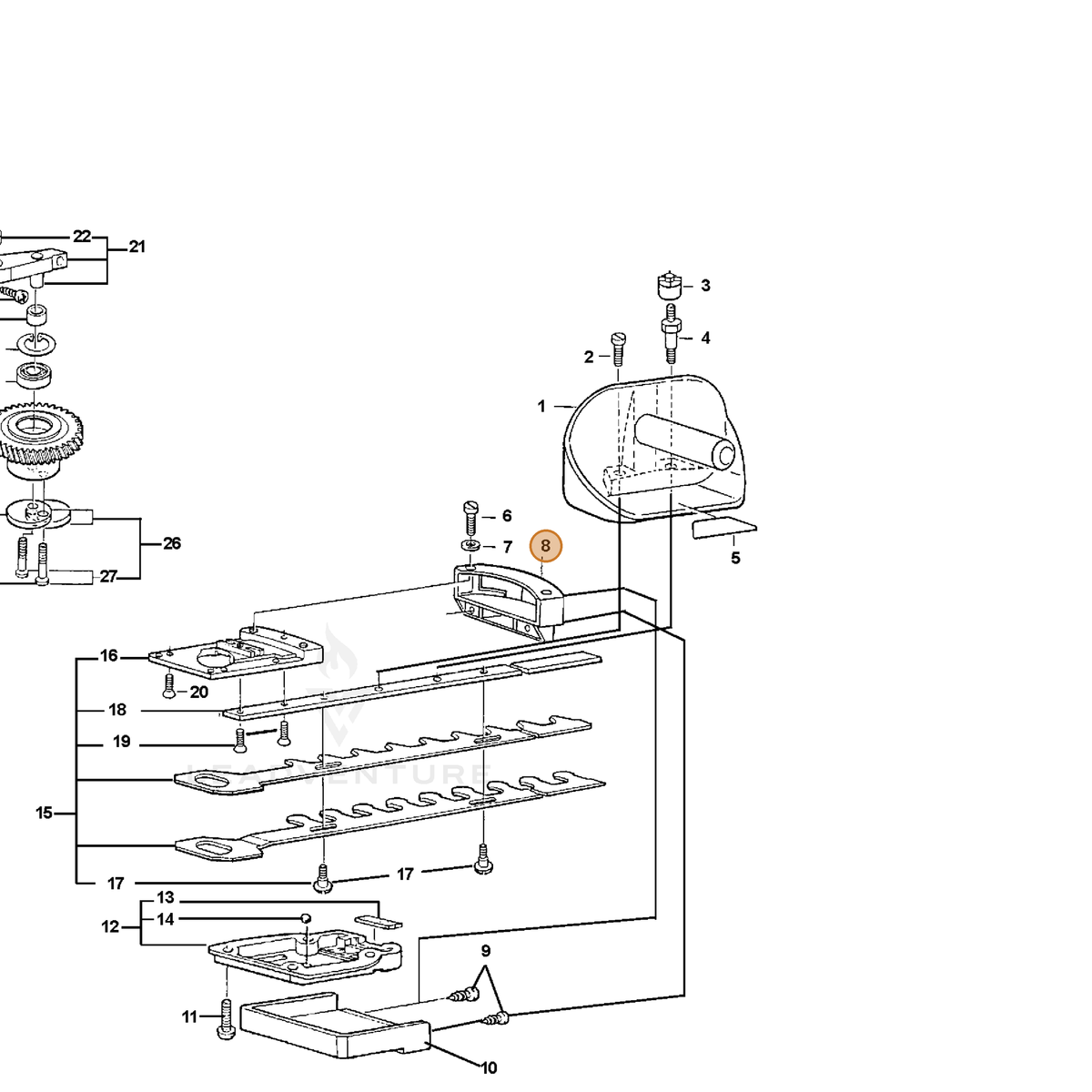 ECHO part 72605510152 — IPL diagram snippet (6x zoom, amber highlight)
