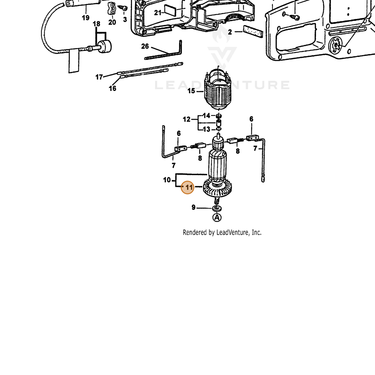 ECHO part 72606610027 — IPL diagram snippet (6x zoom, amber highlight)