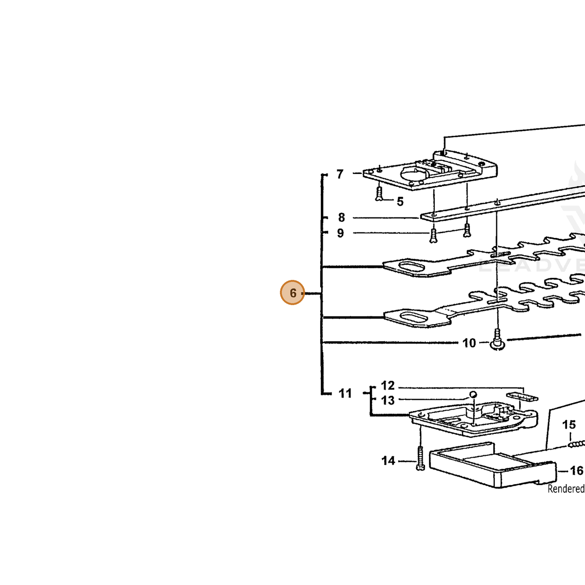 ECHO part 72607001123 — IPL diagram snippet (6x zoom, amber highlight)