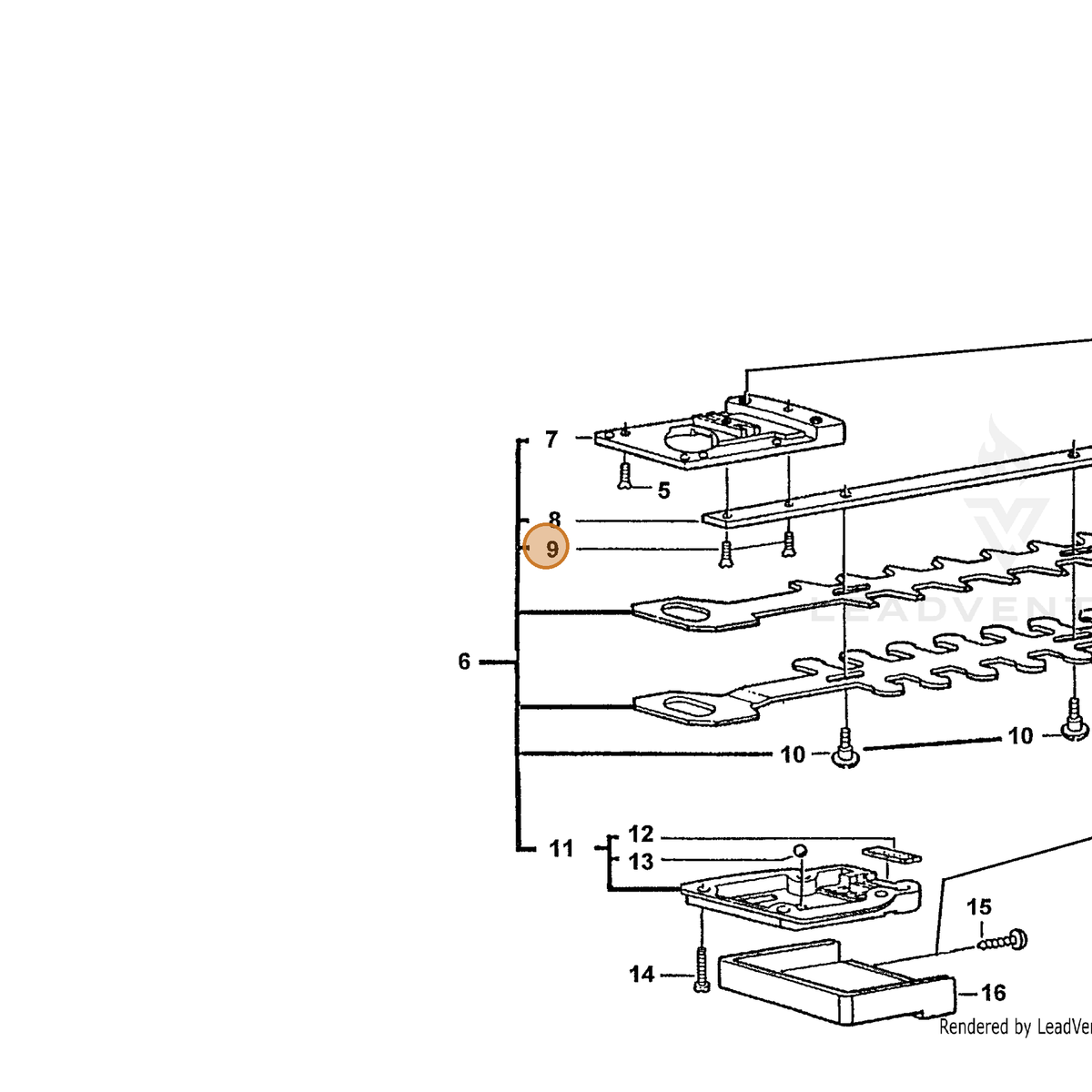 ECHO part 72910771152 — IPL diagram snippet (6x zoom, amber highlight)