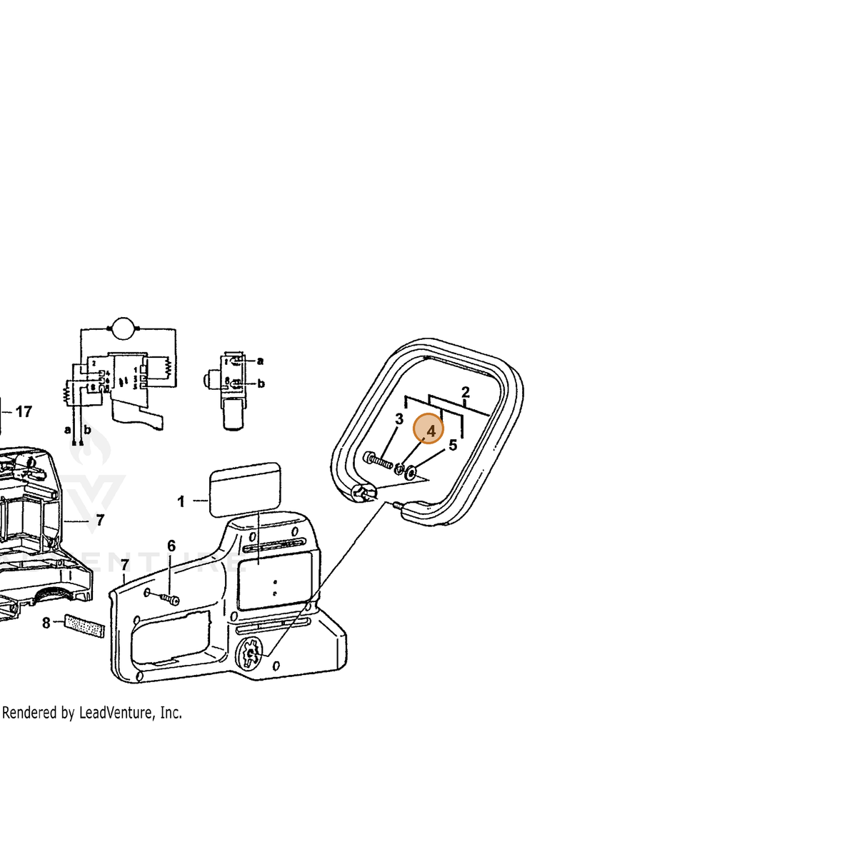 ECHO part 72916690005 — IPL diagram snippet (6x zoom, amber highlight)