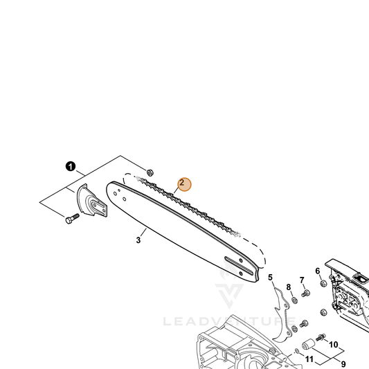 Echo part 72LPX105CQ — IPL diagram snippet (6x zoom, amber highlight)
