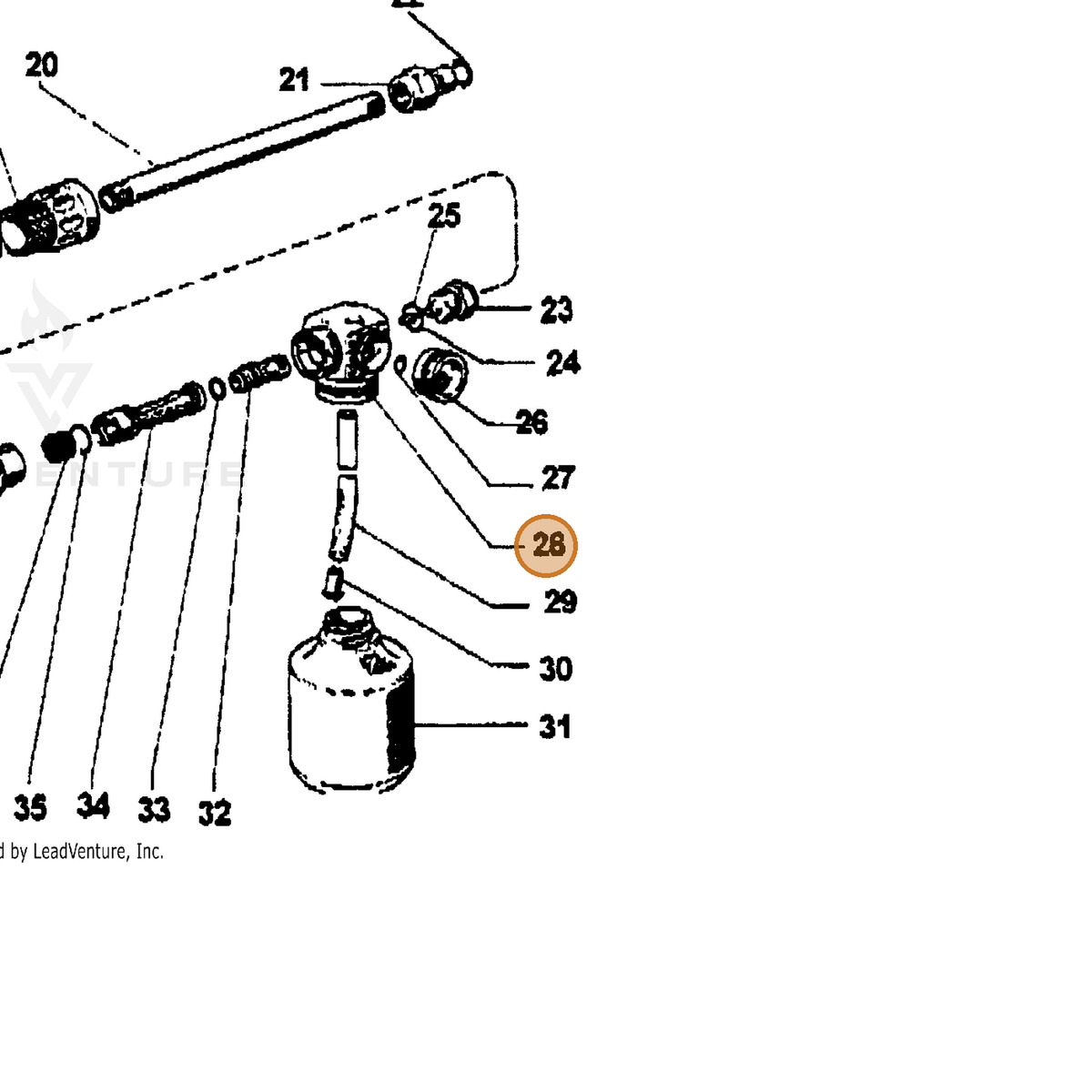 ECHO part 7310028851 — IPL diagram snippet (6x zoom, amber highlight)
