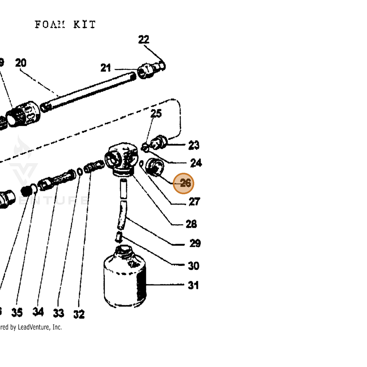ECHO part 7310028951 — IPL diagram snippet (6x zoom, amber highlight)
