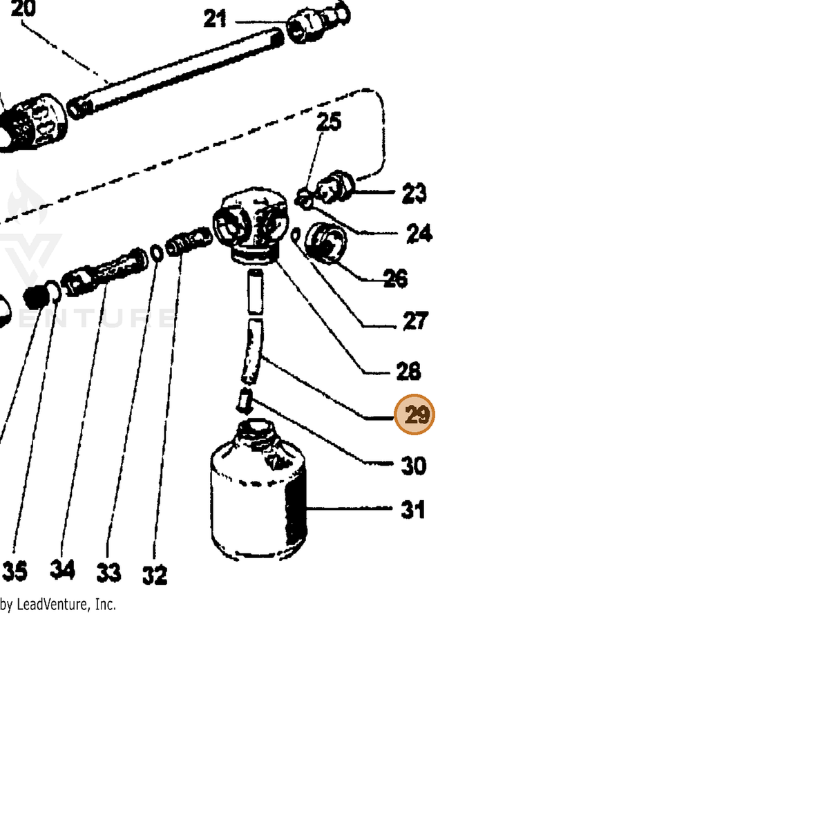 ECHO part 7310029298 — IPL diagram snippet (6x zoom, amber highlight)