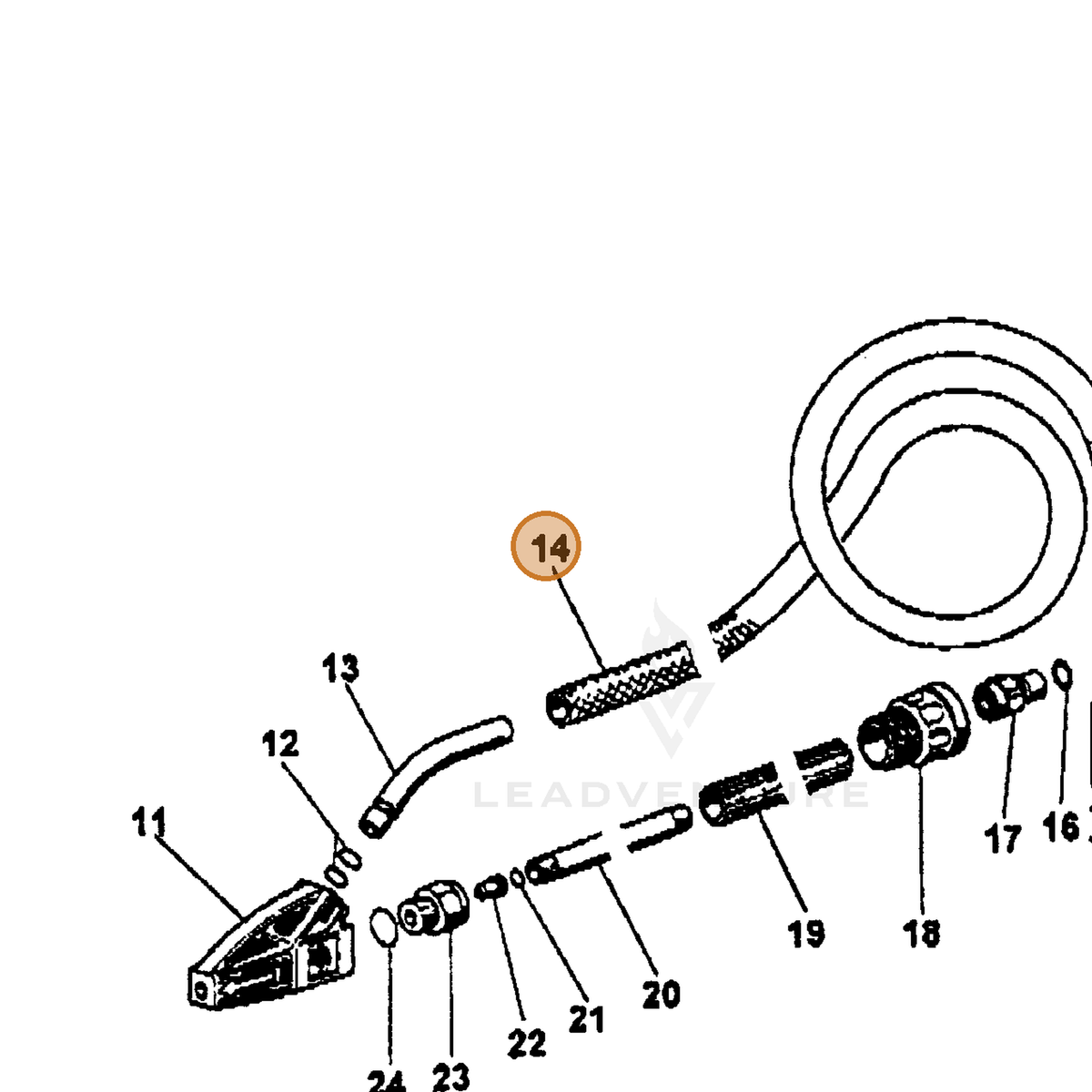 ECHO part 7310032098 — IPL diagram snippet (6x zoom, amber highlight)