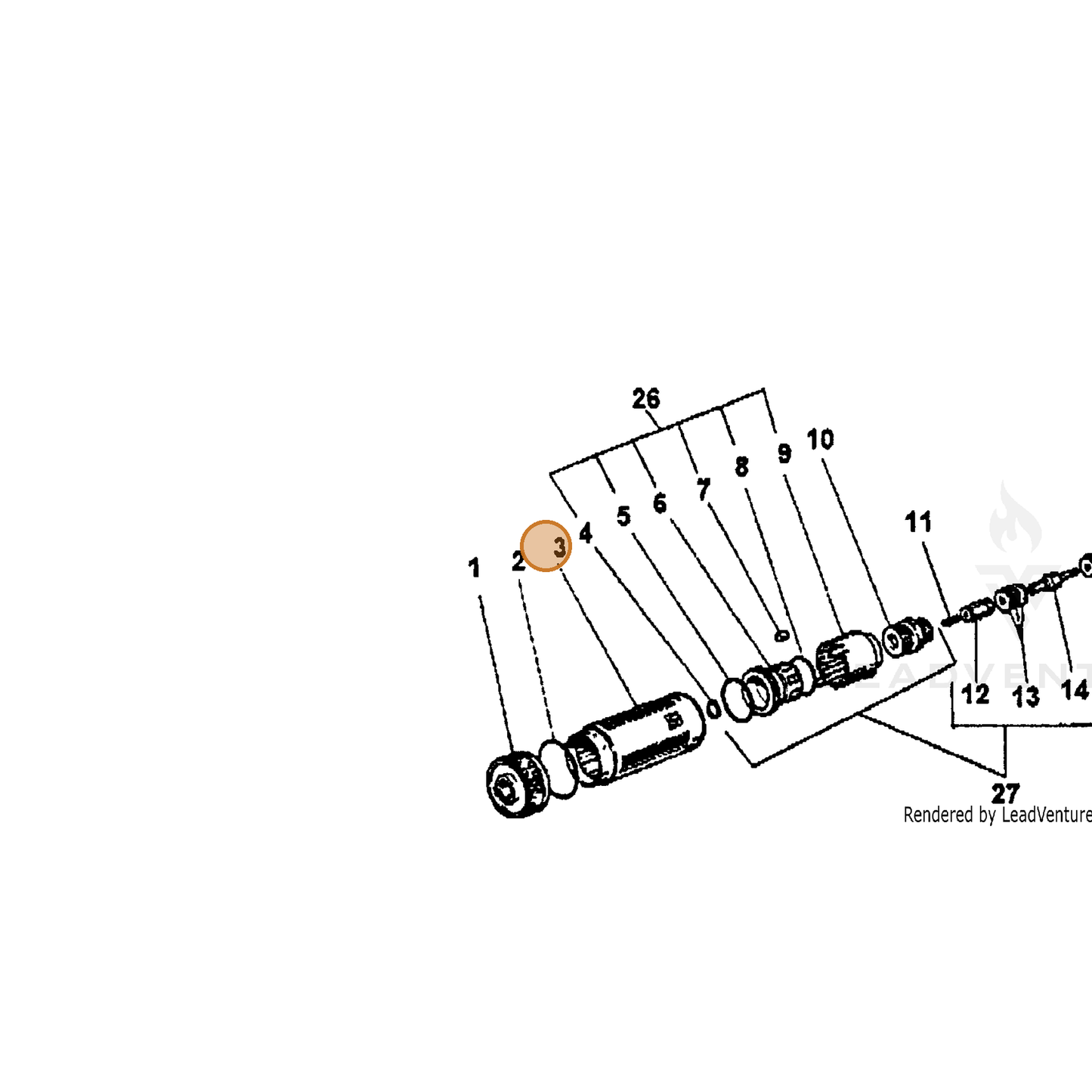 ECHO part 7310039551 — IPL diagram snippet (6x zoom, amber highlight)