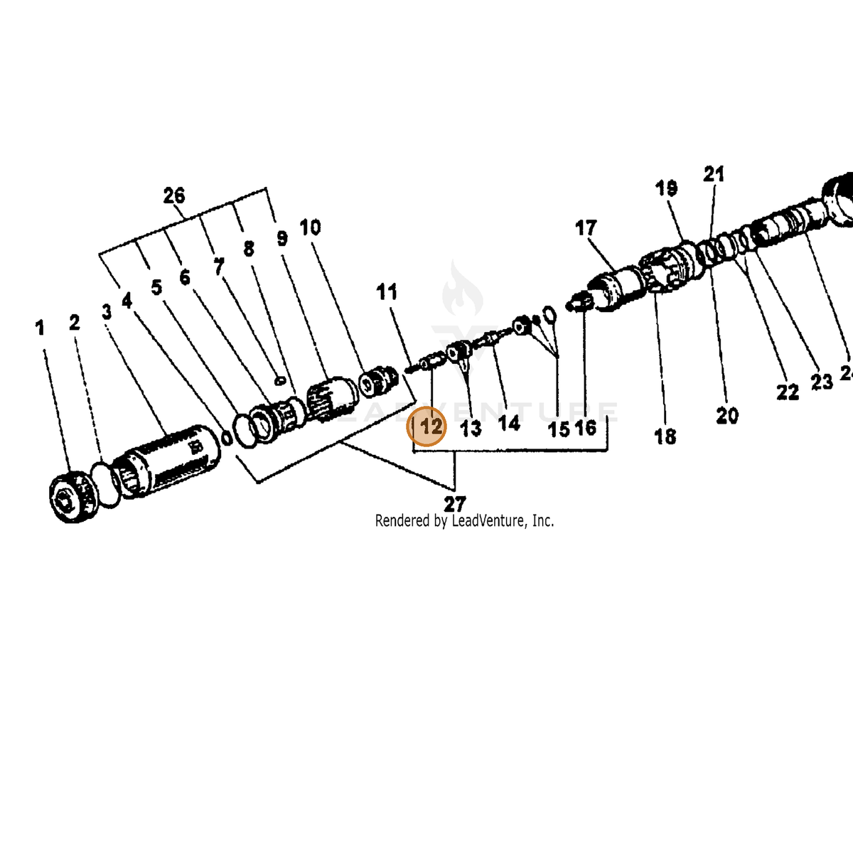 ECHO part 7310040370 — IPL diagram snippet (6x zoom, amber highlight)