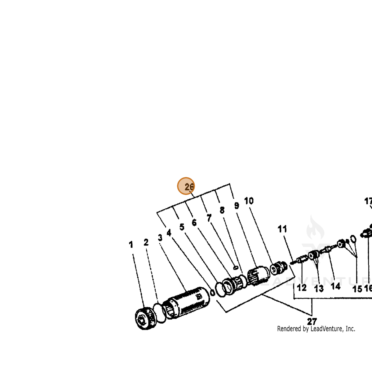 ECHO part 7311610010 — IPL diagram snippet (6x zoom, amber highlight)
