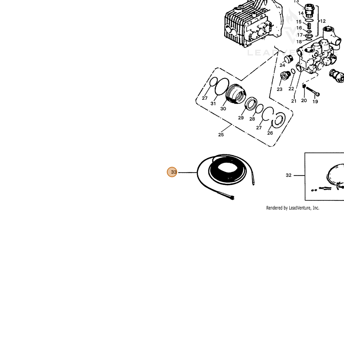ECHO part 731161005 — IPL diagram snippet (6x zoom, amber highlight)