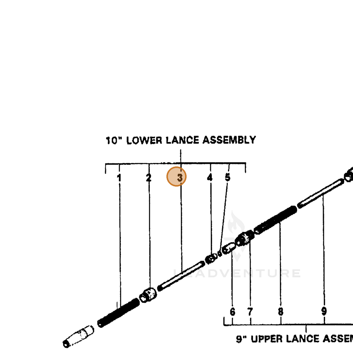 ECHO part 7318203389 — IPL diagram snippet (6x zoom, amber highlight)