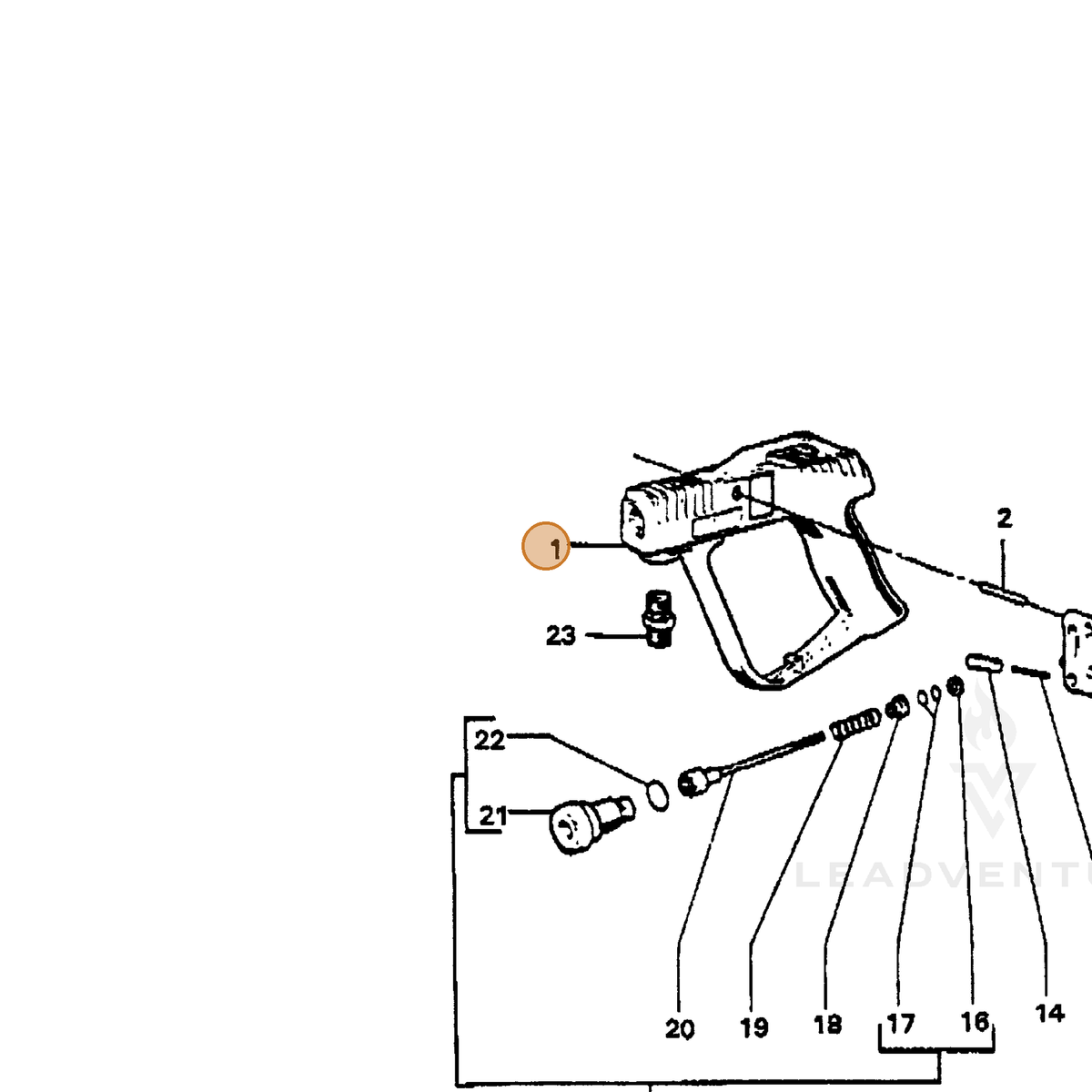 ECHO part 7318204602 — IPL diagram snippet (6x zoom, amber highlight)
