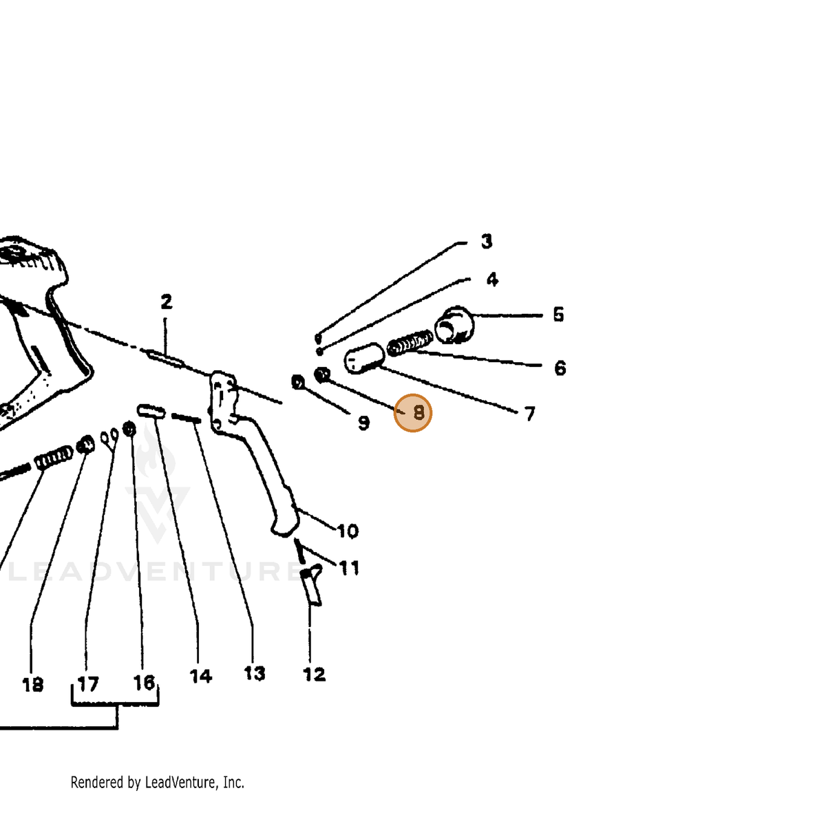 ECHO part 7318204951 — IPL diagram snippet (6x zoom, amber highlight)
