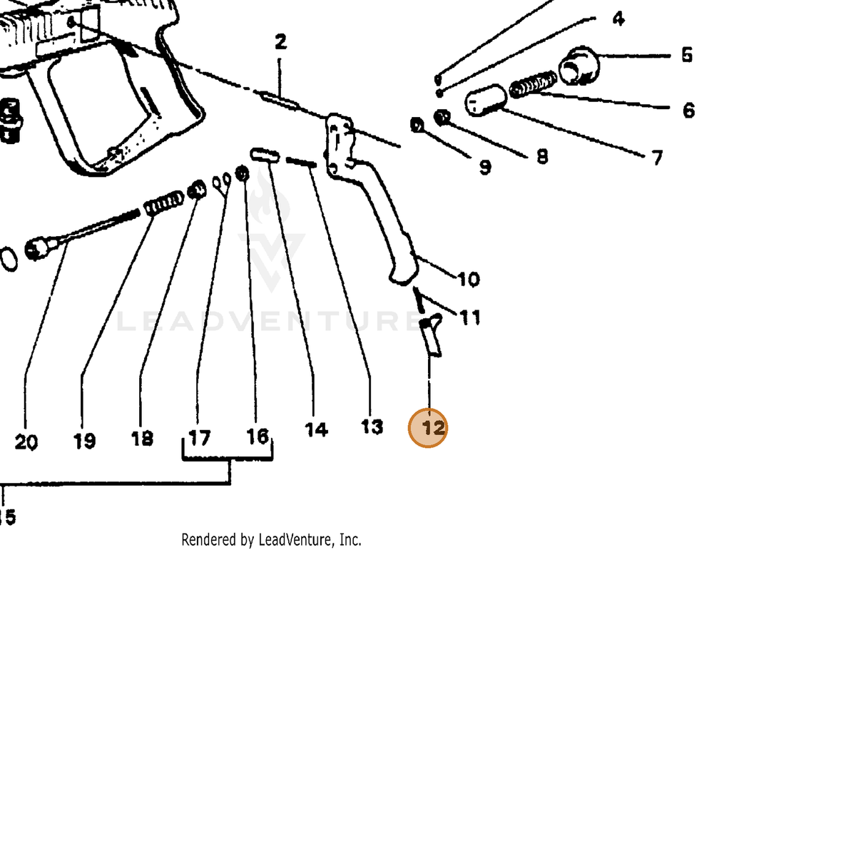 ECHO part 7318205051 — IPL diagram snippet (6x zoom, amber highlight)