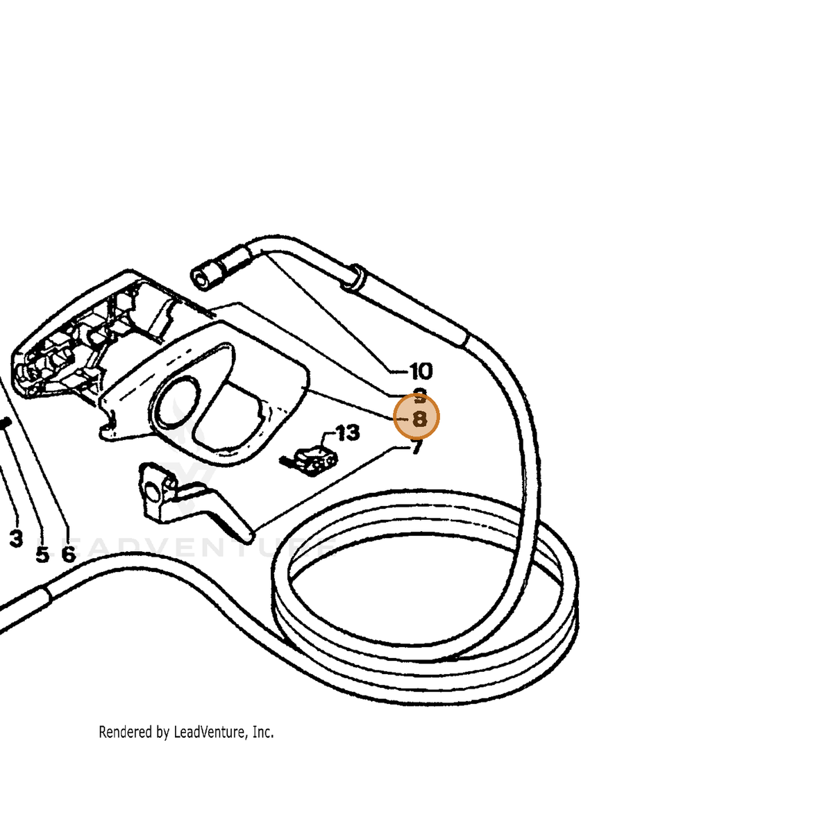 ECHO part 7318209251 — IPL diagram snippet (6x zoom, amber highlight)