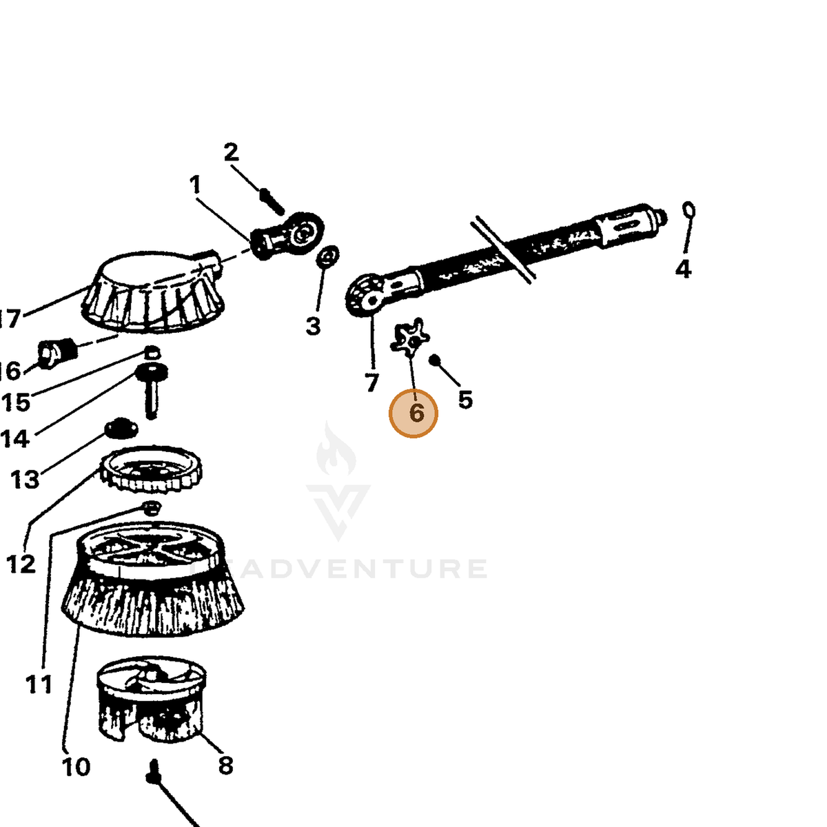 ECHO part 7319000851 — IPL diagram snippet (6x zoom, amber highlight)