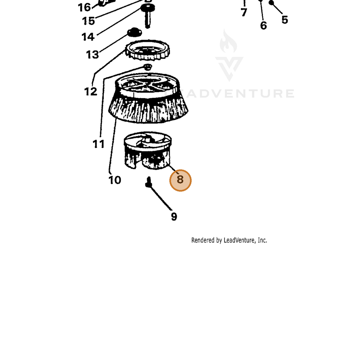 ECHO part 7319001002 — IPL diagram snippet (6x zoom, amber highlight)
