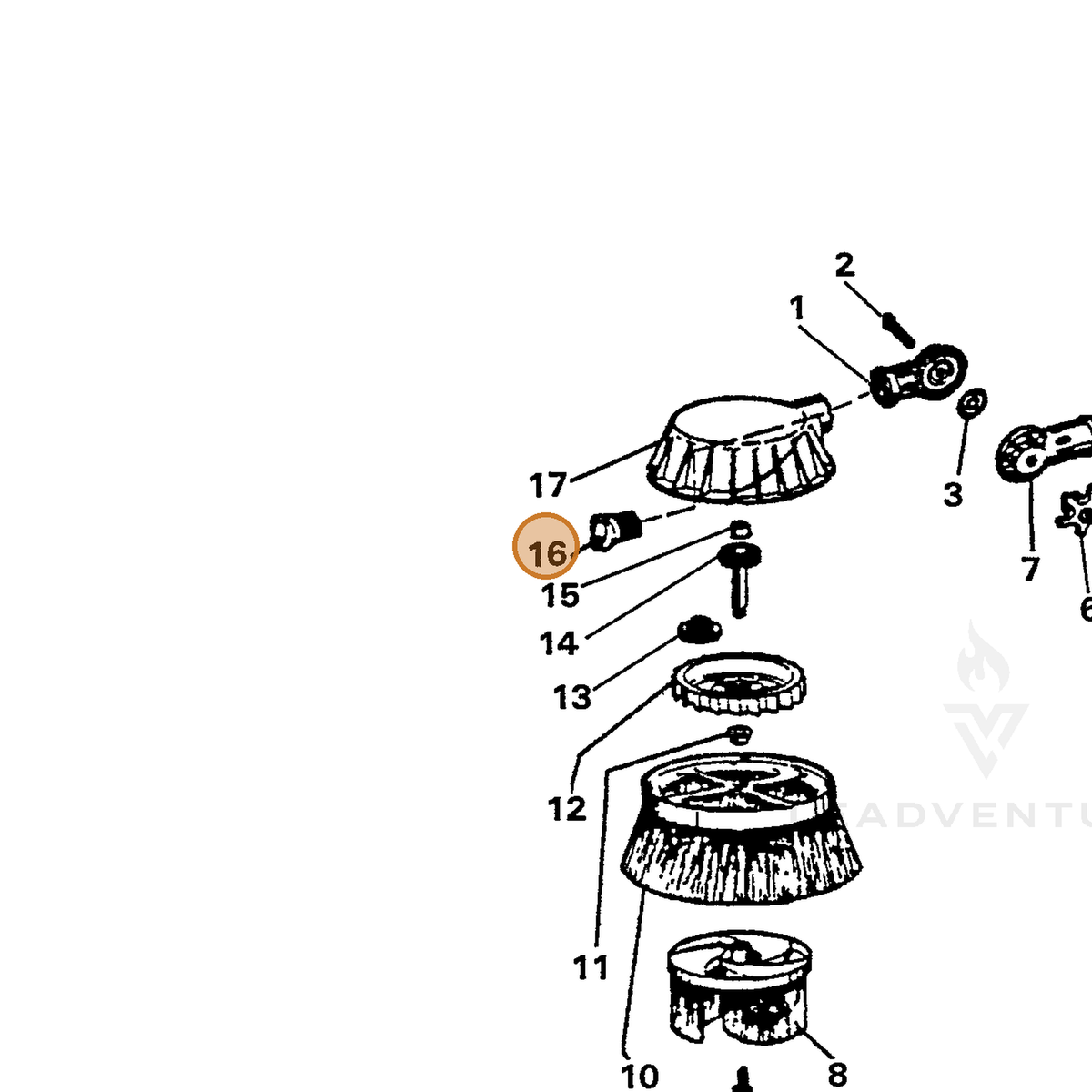 ECHO part 7319001151 — IPL diagram snippet (6x zoom, amber highlight)