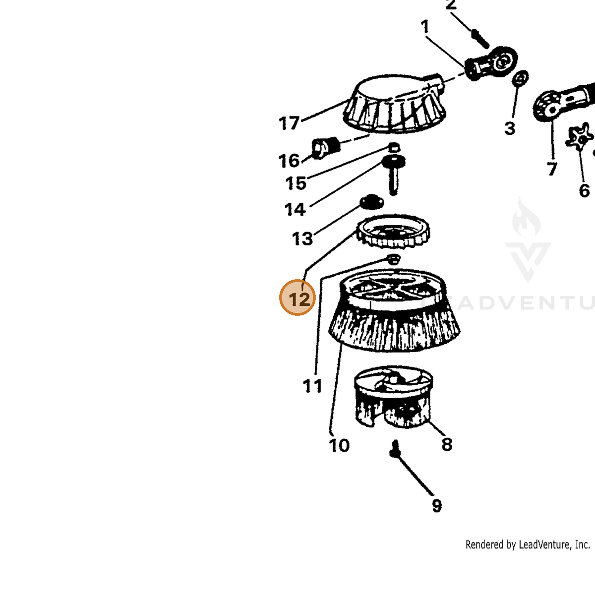 ECHO part 7319001451 — IPL diagram snippet (6x zoom, amber highlight)