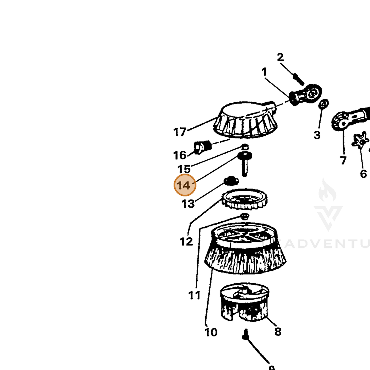 ECHO part 7319001602 — IPL diagram snippet (6x zoom, amber highlight)