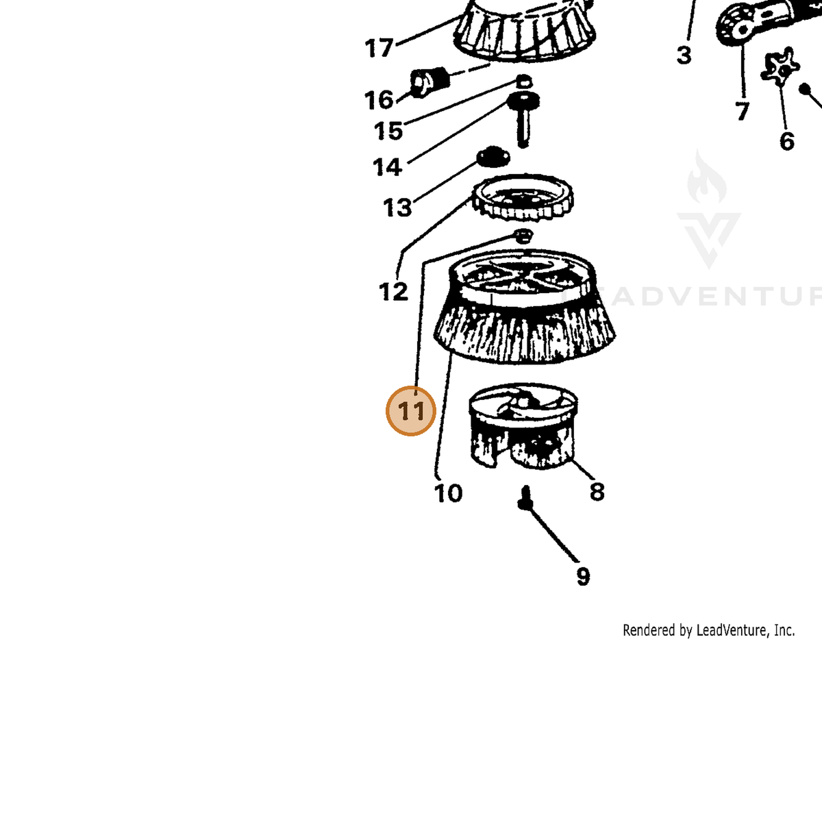 ECHO part 7319001751 — IPL diagram snippet (6x zoom, amber highlight)