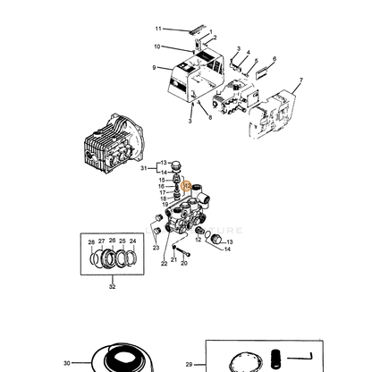 ECHO part 7334000101 — IPL diagram snippet (6x zoom, amber highlight)