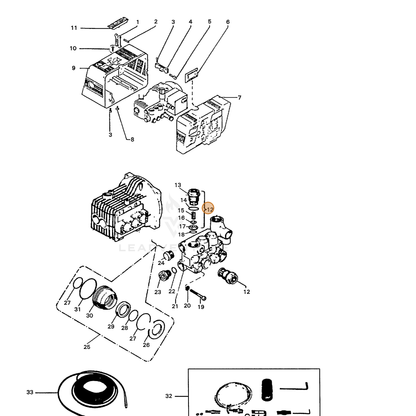 ECHO part 7334000102 — IPL diagram snippet (6x zoom, amber highlight)