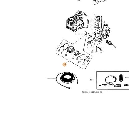 ECHO part 7334000104 — IPL diagram snippet (6x zoom, amber highlight)