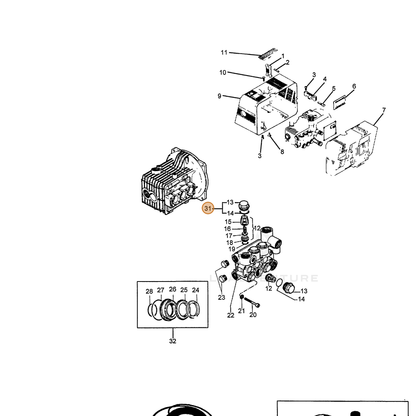 ECHO part 7334008401 — IPL diagram snippet (6x zoom, amber highlight)