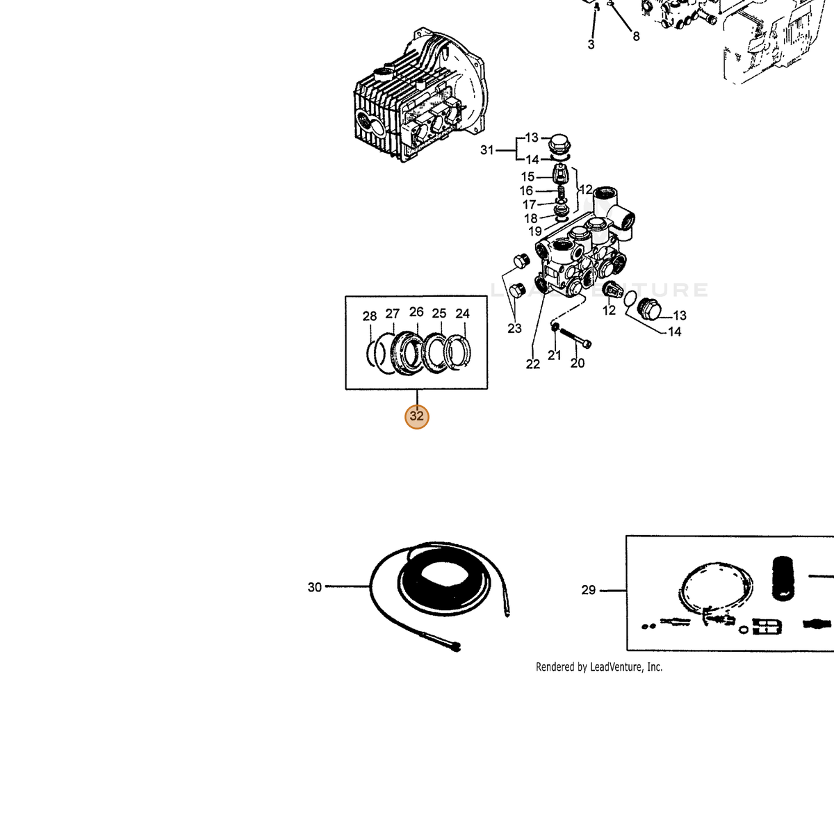 ECHO part 7334008501 — IPL diagram snippet (6x zoom, amber highlight)