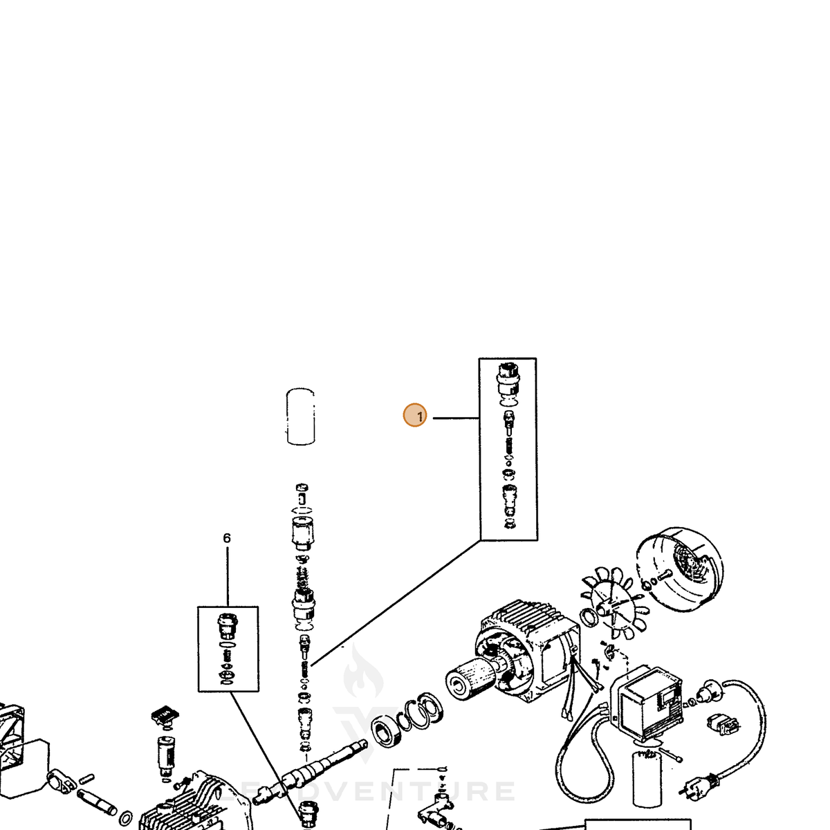 ECHO part 7334010201 — IPL diagram snippet (6x zoom, amber highlight)