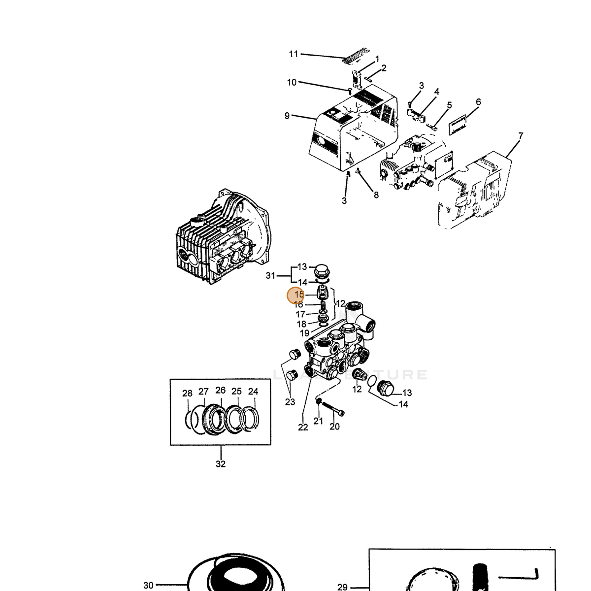 ECHO part 7336200251 — IPL diagram snippet (6x zoom, amber highlight)