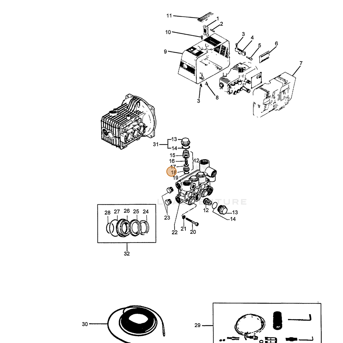 ECHO part 7336200366 — IPL diagram snippet (6x zoom, amber highlight)