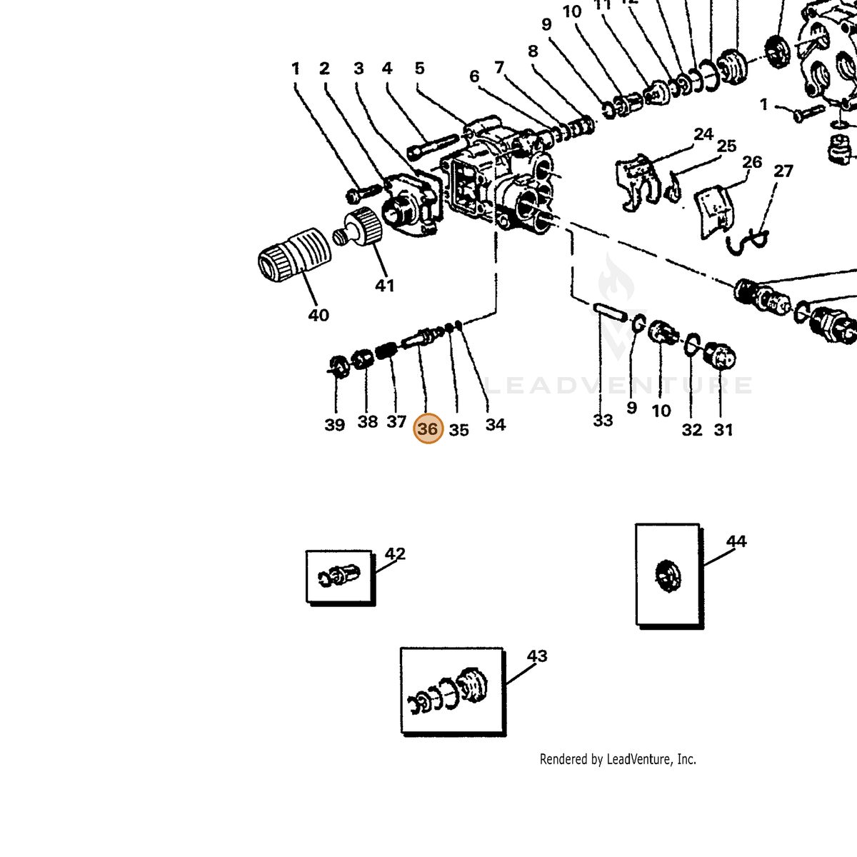 ECHO part 7336258970 — IPL diagram snippet (6x zoom, amber highlight)