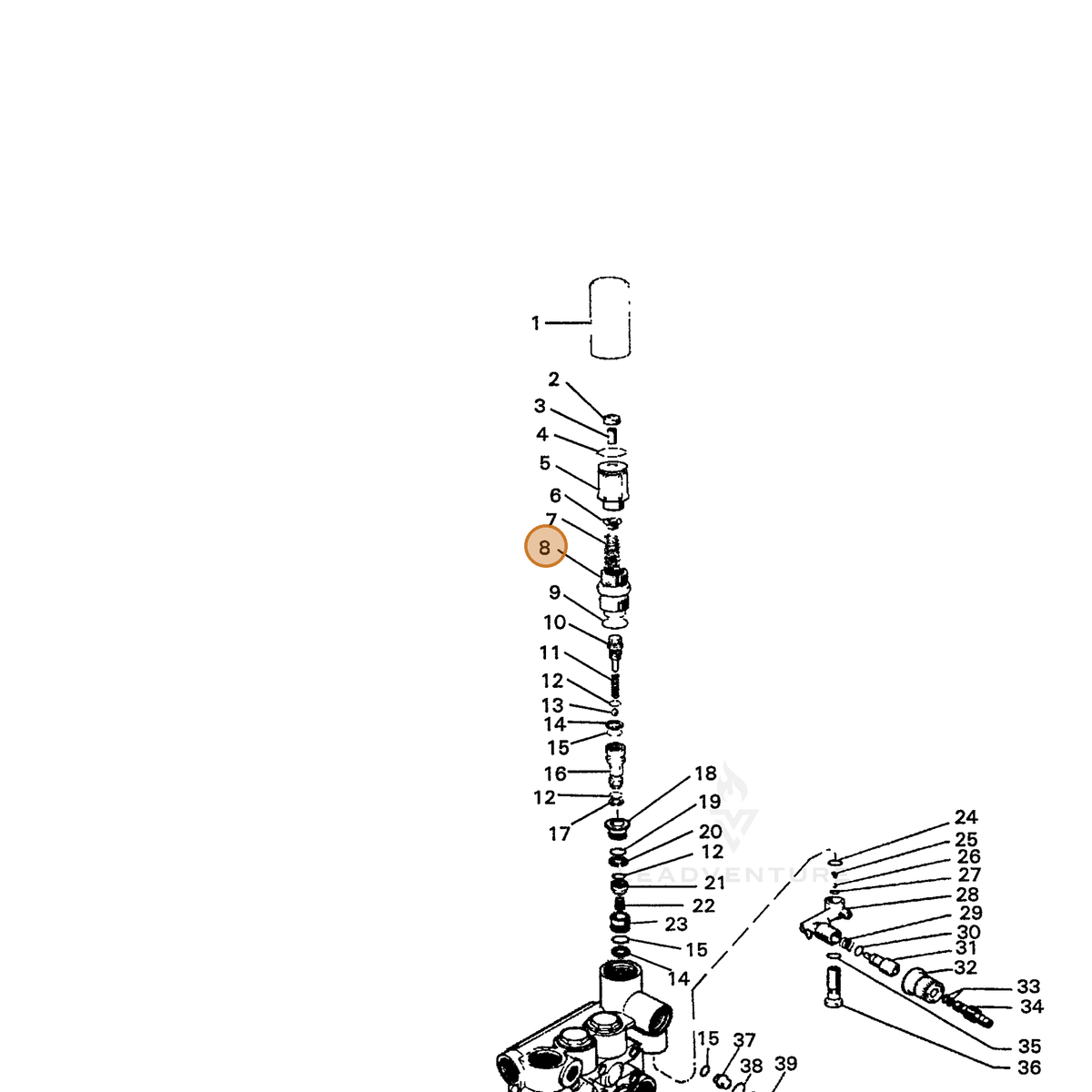 ECHO part 7336318470 — IPL diagram snippet (6x zoom, amber highlight)