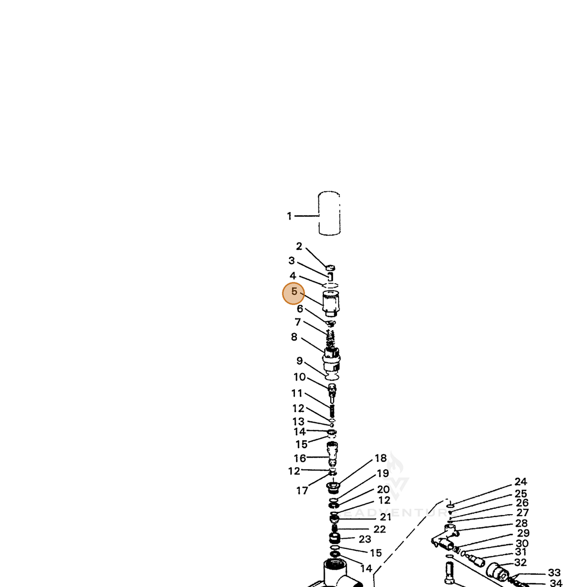 ECHO part 7336318570 — IPL diagram snippet (6x zoom, amber highlight)