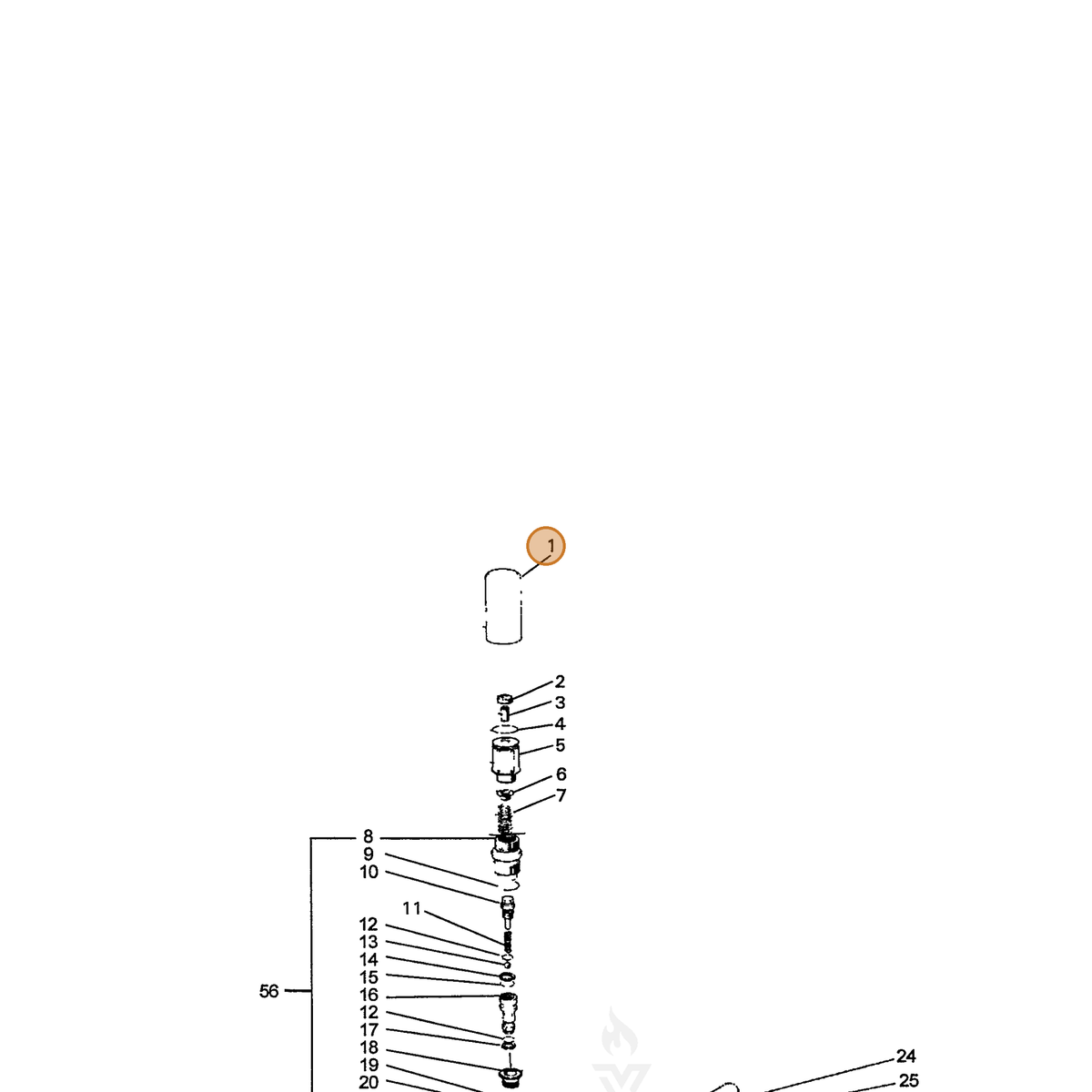 ECHO part 7336318751 — IPL diagram snippet (6x zoom, amber highlight)