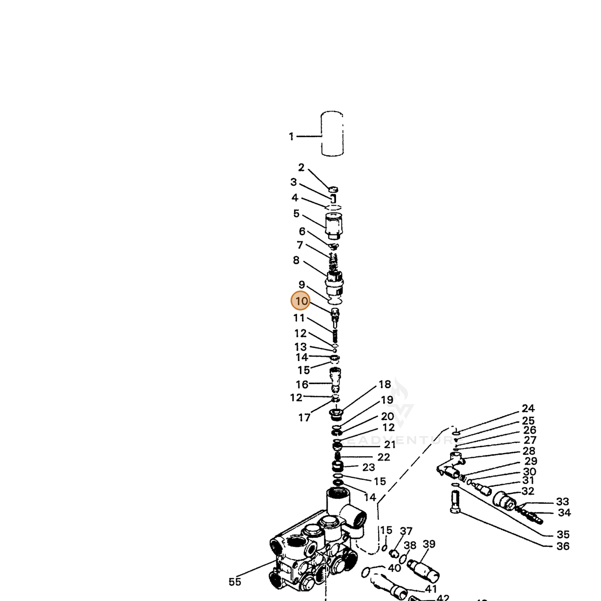 ECHO part 7336318870 — IPL diagram snippet (6x zoom, amber highlight)