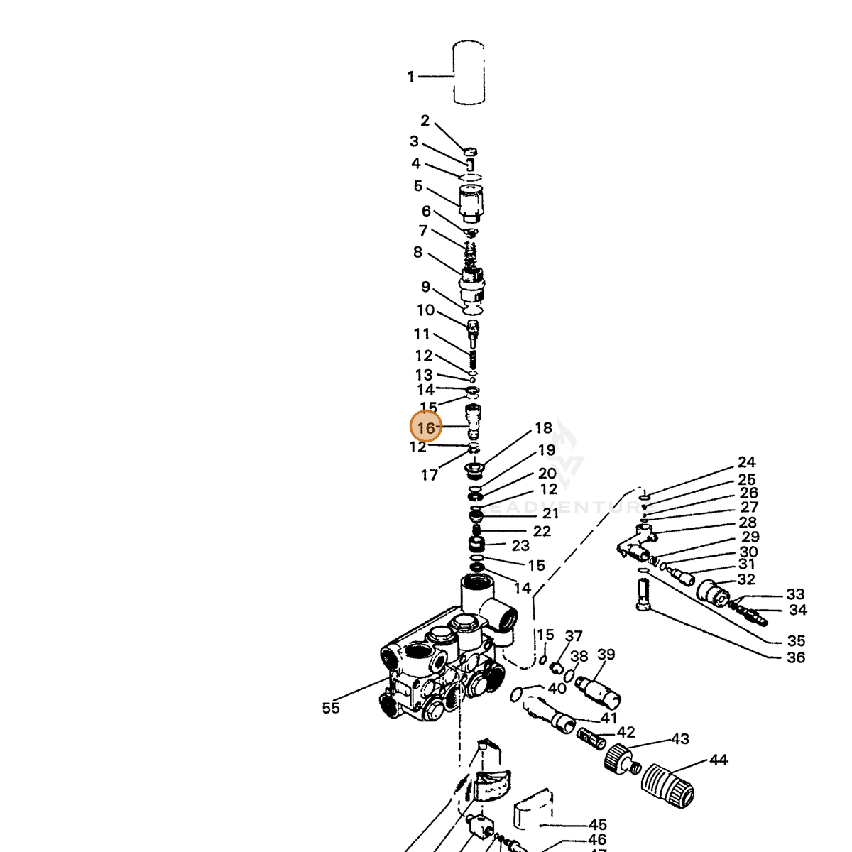 ECHO part 7336318970 — IPL diagram snippet (6x zoom, amber highlight)