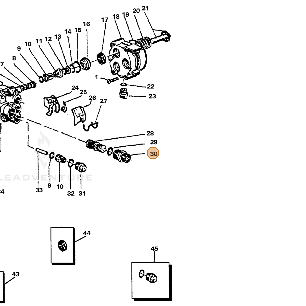 ECHO part 7336322370 — IPL diagram snippet (6x zoom, amber highlight)