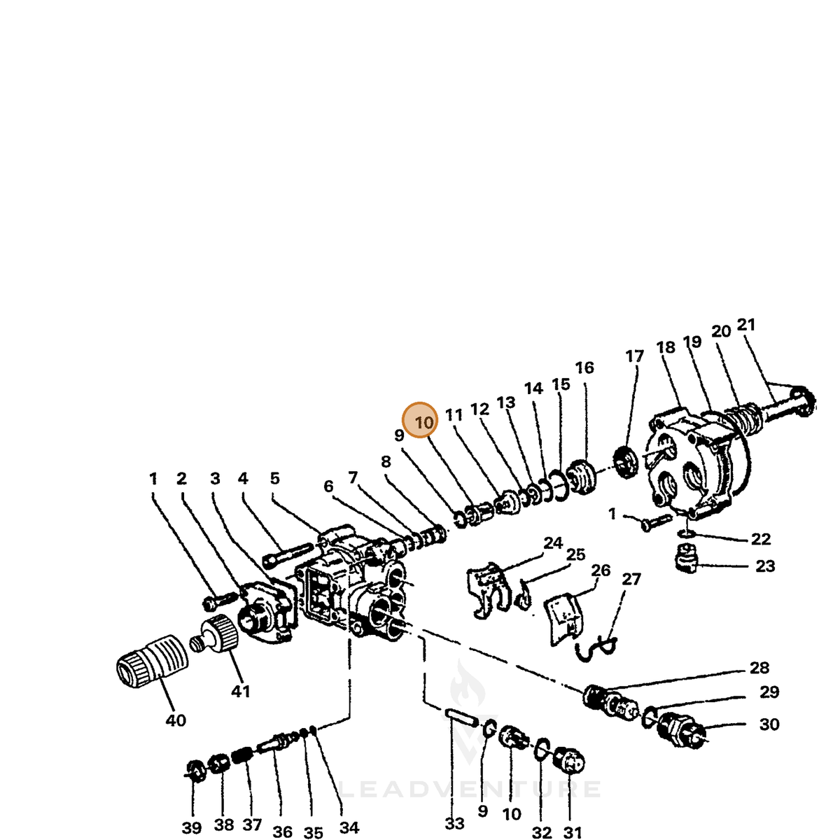 ECHO part 7336711601 — IPL diagram snippet (6x zoom, amber highlight)