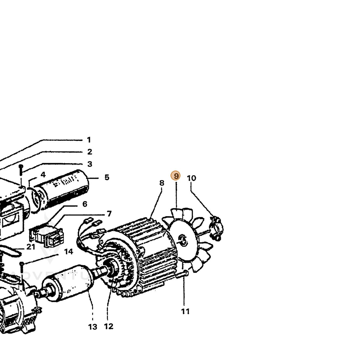 ECHO part 7338030051 — IPL diagram snippet (6x zoom, amber highlight)