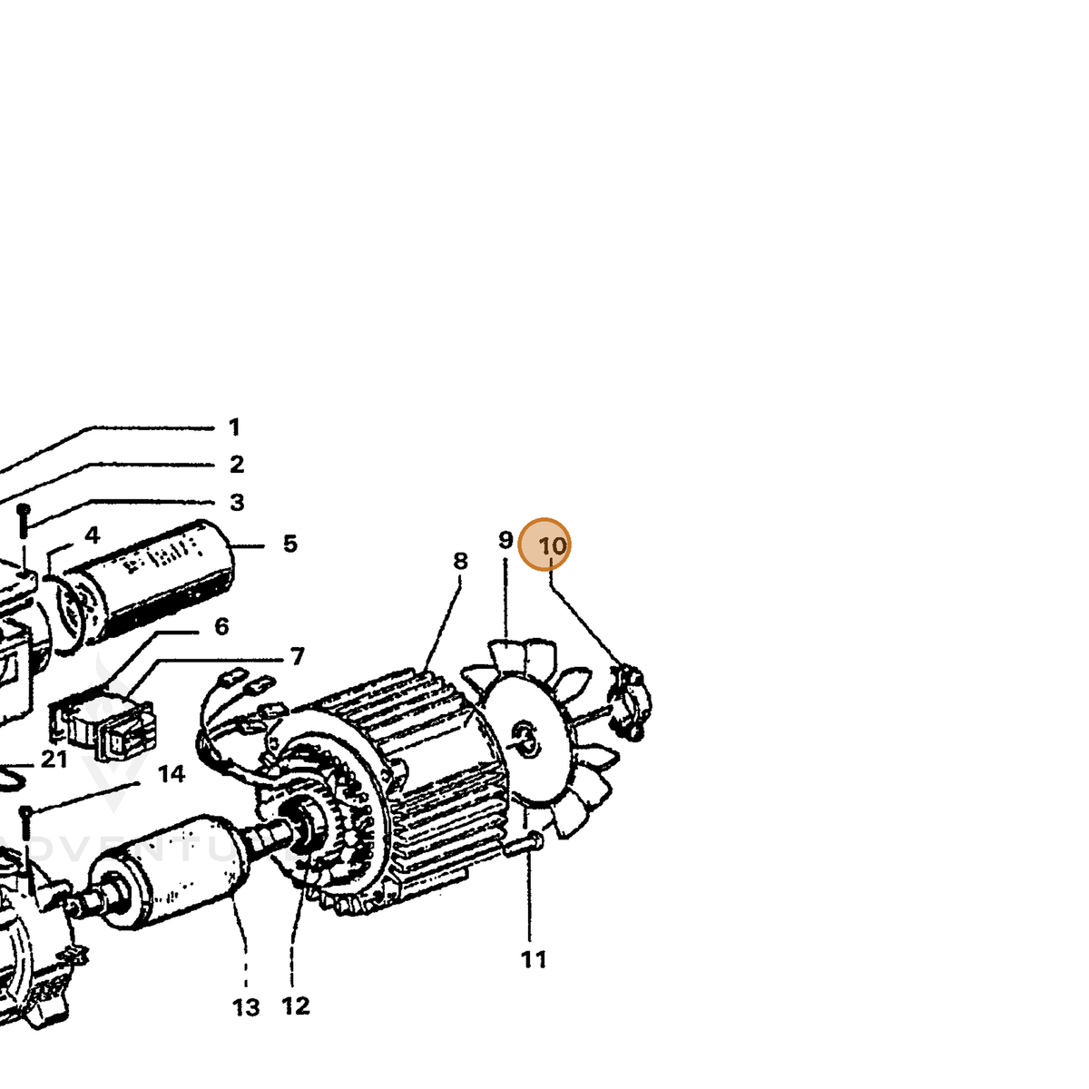 ECHO part 7338211801 — IPL diagram snippet (6x zoom, amber highlight)