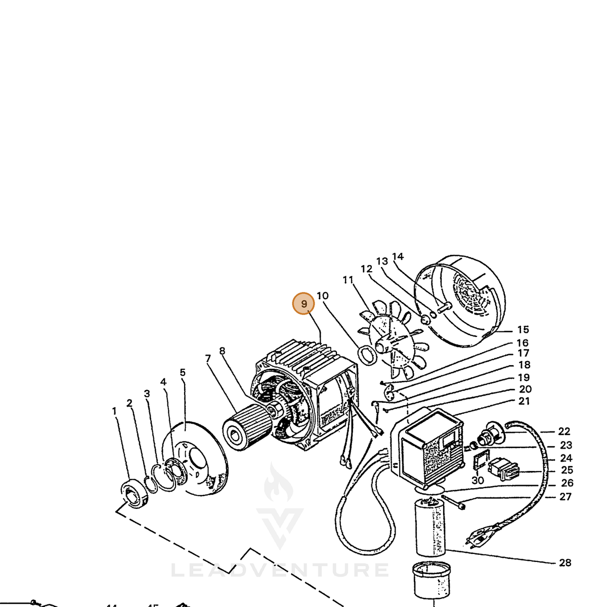 ECHO part 7340327002 — IPL diagram snippet (6x zoom, amber highlight)
