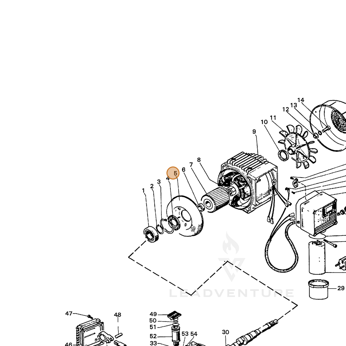 ECHO part 7345208551 — IPL diagram snippet (6x zoom, amber highlight)